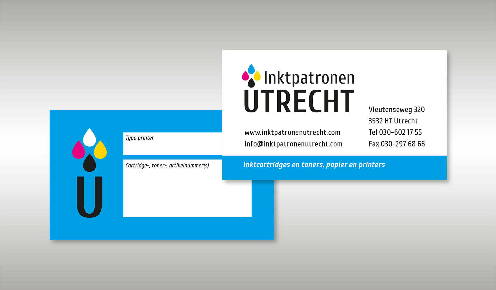 Ontwerp visitekaartje Inktpatronen Utrecht