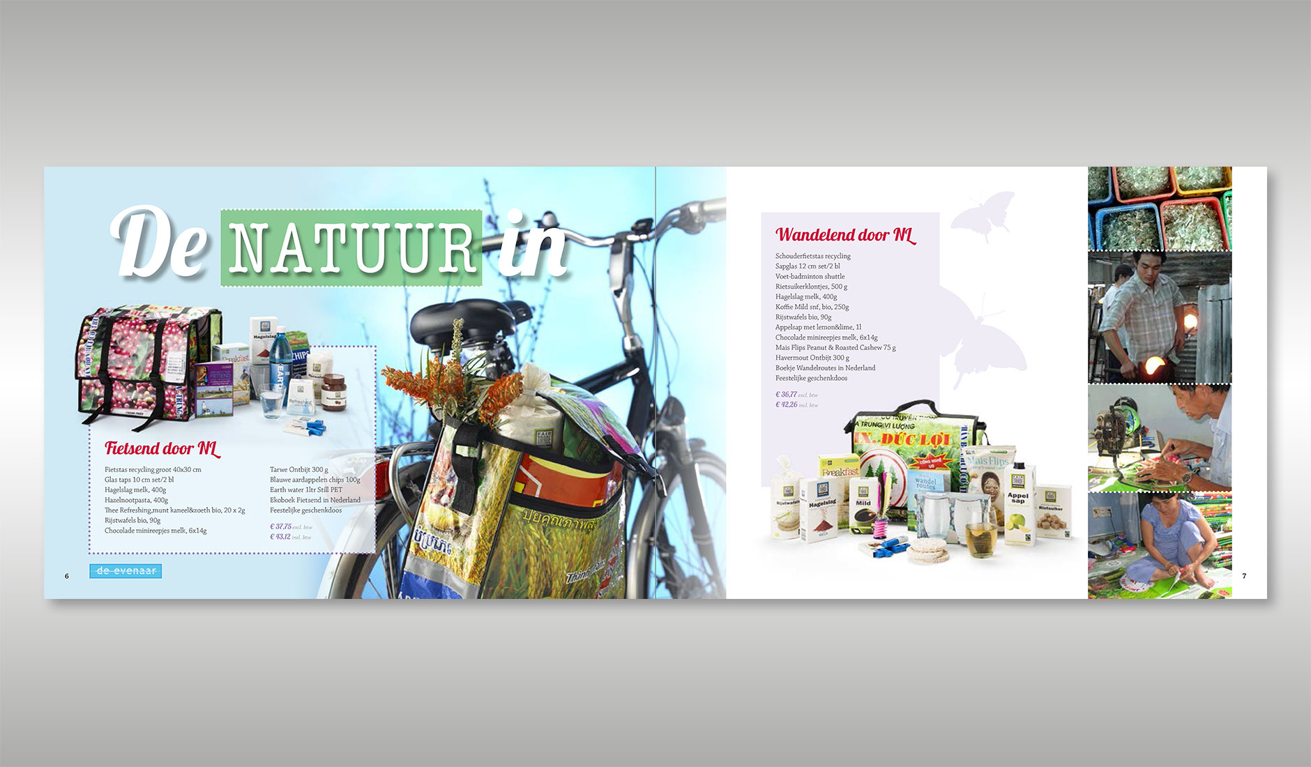 Spread ‘De natuur in’ in de kerstfolder van De Evenaar.