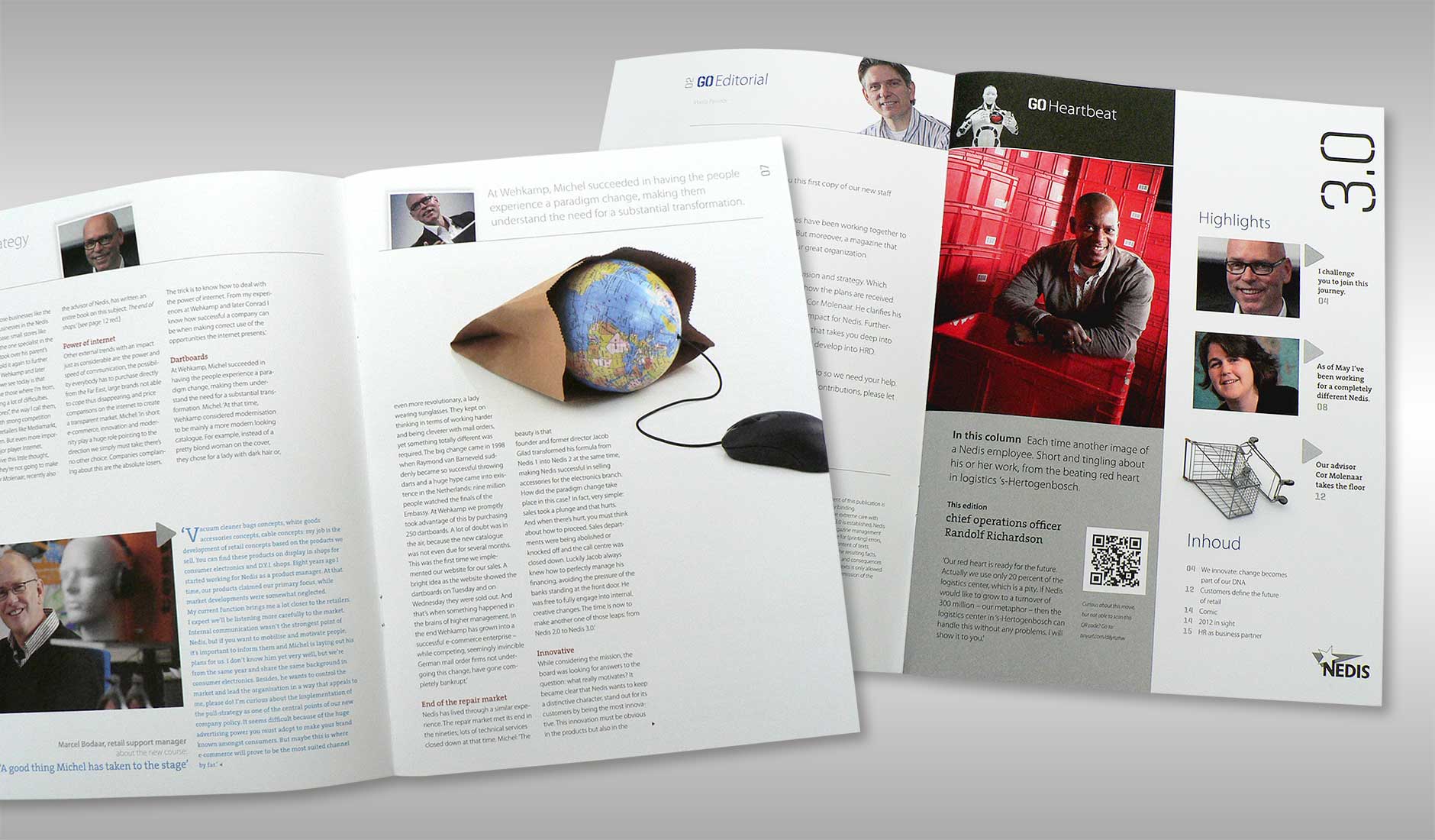 Spreads voor personeelsmagazine GO3.0.